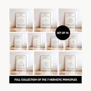 Lot de 10 imprimables Hermetic Principles | Affiche des lois universelles | Décoration murale alchimie et mystique | Géométrie sacrée | Décoration spirituelle minimaliste