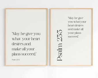 Inspirational Bible Verse Wall Art | Set of 2 | Digital Download | Minimalist Home Decor | Modern Psalm Poster | Christian Gift Baptism