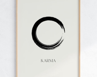 Karma Art Digital Poster | Ensō Print | Digital Download | Mindfulness Poster | Spiritual Wall Art | Zen Minimalist Decor | Instant Download