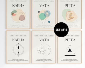Ayurveda Dosha-posterset Vata Pitta Kapha | Minimalistisk + Abstrakt Design | Spirituell Väggkonst | Digital Nedladdning | Mindful Wellness-Gåva