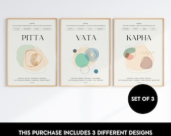 Ayurveda Dosha-posterset minimalistisk | Vata Pitta Kapha andlig väggkonst | Digital nedladdning | Mindful Wellness-gåva | Andlig heminredning