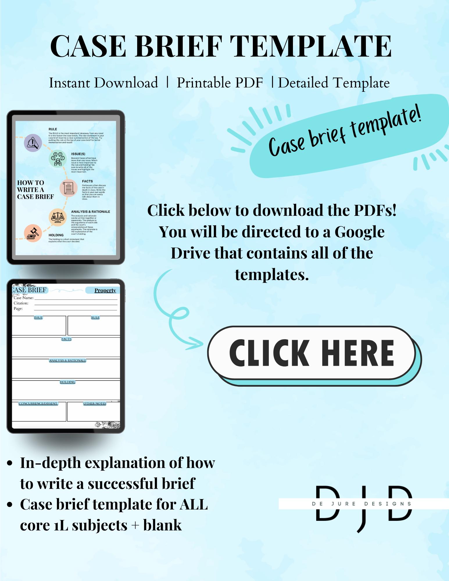 How to Write a CASE BRIEF Template for Law Students - Etsy