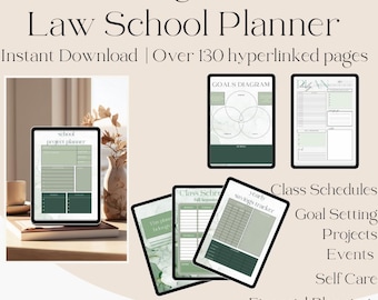 Digital Law School Student Planner | Undated Planner | Daily, Weekly, Monthly Journal | 2024 2025 iPad Planner | Instant Digital Download