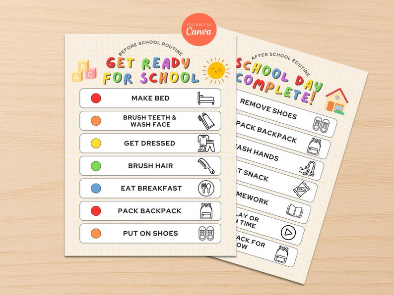 Printable Before and After School Checklist Preschool Kindergarten ...