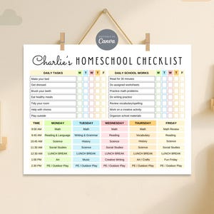 Editable Homeschool Checklist Template, Printable Schoolday Routine, Homeschooler Kids and Teens Homeschool Schedule Planner, Edit in Canva