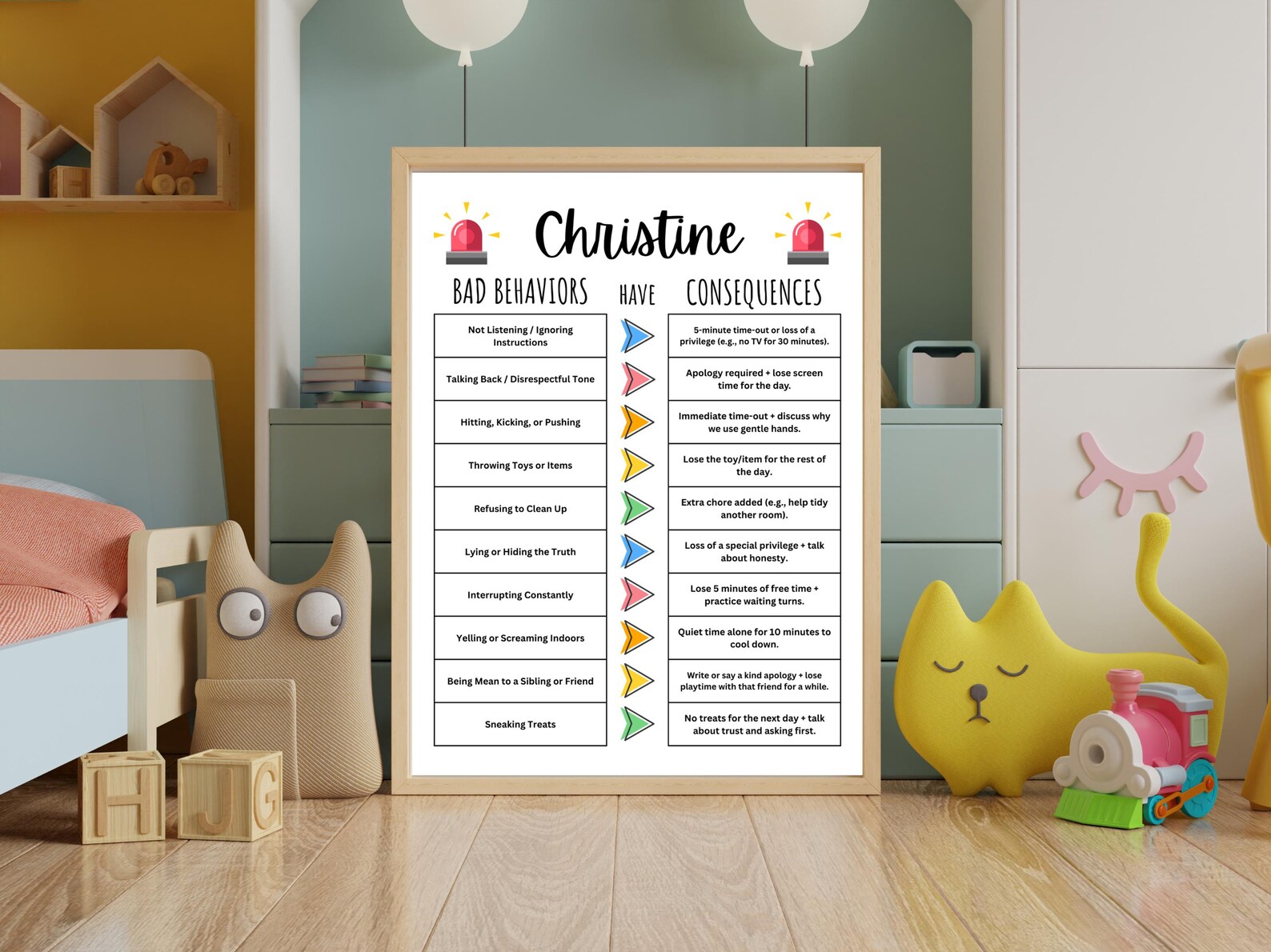 Editable Bad Behavior Consequence Chart for Kids Discipline Chart ...