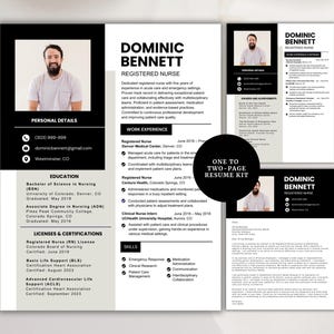 Registered Nurse Resume Template with Photo | New Grad RN Modern Resume Student Nurse Resume Nursing CV Medical Healthcare Professional