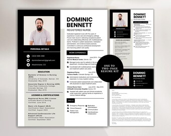Registered Nurse Resume Template with Photo | New Grad RN Modern Resume Student Nurse Resume Nursing CV Medical Healthcare Professional