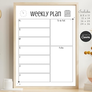 Printable Family Weekly Planner, Editable Weekly Schedule Template for Family, School, Work, Weekly To Do List, Weekly Organizer Checklist