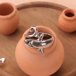 Silver Shark Crochet Tension Ring | Adjustable Size Crochet Ring | Yarn Guide Ring| Tension Regulator | Knitting Gift for Yarn Beginners