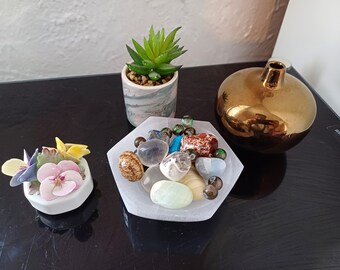 Selenite Crystal Hexagon Bowl Perfect for Every Occasion Selenite Crystal Bowl