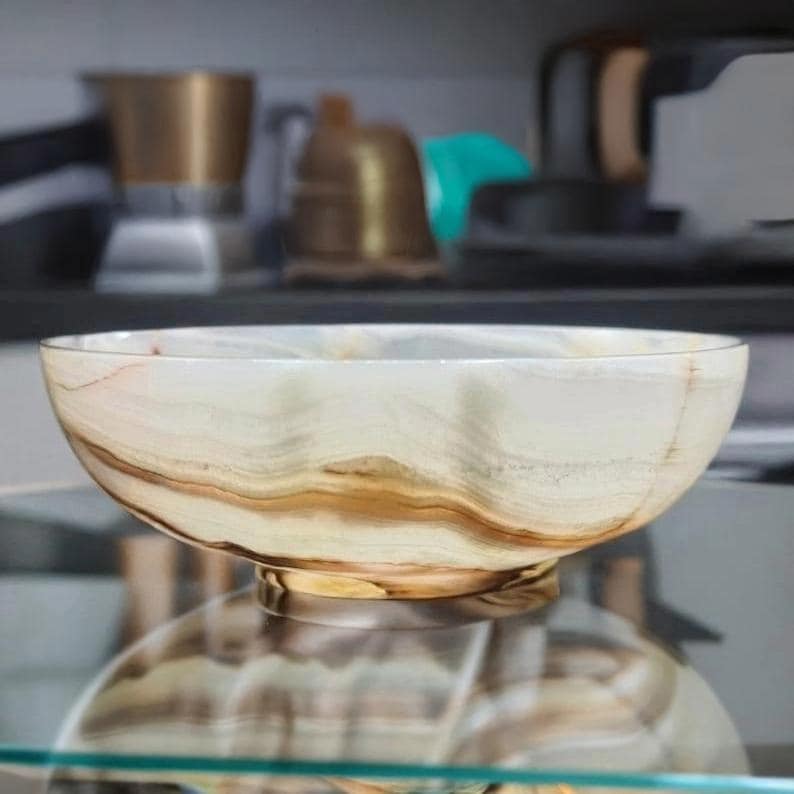White Onyx Decorative Bowl - Etsy