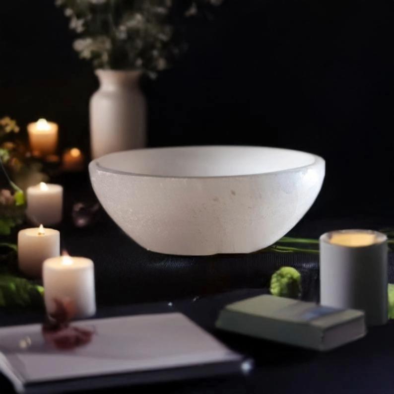 Handcrafted Selenite Crystal Bowl - Natural Healing Stone | Perfect for Cleansing, Charging Crystals, and Home Décor | Unique Gift Idea,