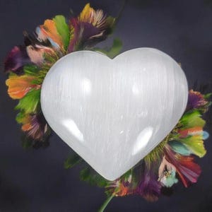 Large Selenite Heart, Gypsum, Cleansing, Energy Work, Crystal Home Decor,5inch