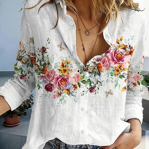 トップス Sheller 3D flower X embroidery blouse Sheller 3D flower X embroidery blouse Eye catching Unique 3d
