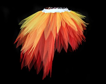 Feuer Tutu mit längerem Rücken - Halloween Tutu Teufel Kostüm Phoenix Kostüm Flammen Tutu Erwachsene Tutu