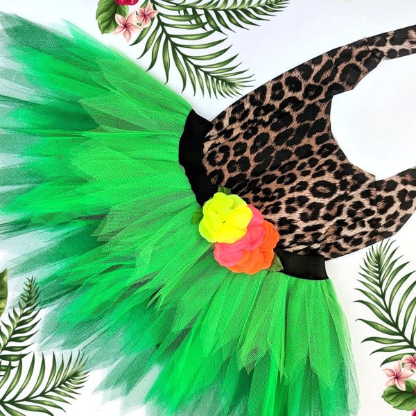 Bambini Katy Perry ruggito costume giungla tutu foresta verde fata tutu spikey lascia bambini tutu con fascia fiore