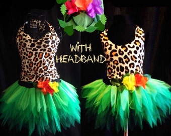 Childrens Katy Perry Roar Costume Jungle Tutu Green Forest Fairy Tutu Spikey Leaves Kids Tutu With Flower Headband Etsy