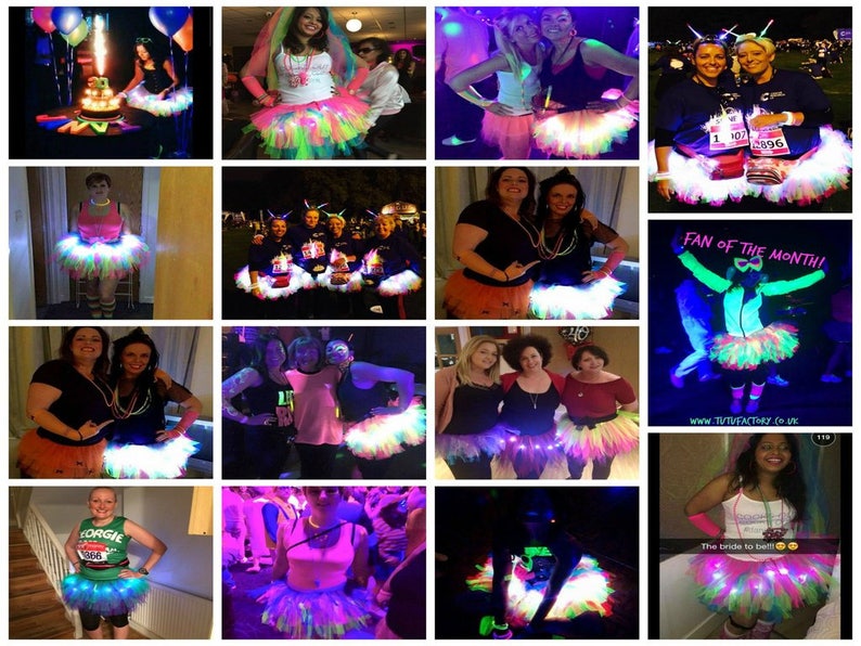 Rainbow Tutu Light Up Tutu EDM EDC Rave Club Wear Neon Tutu Adult Tutu Rainbow Brite Super Short Tutu