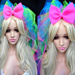 80s Madonna Inspired Neon Veil Bachelorette Party Hen Night Bride To Be