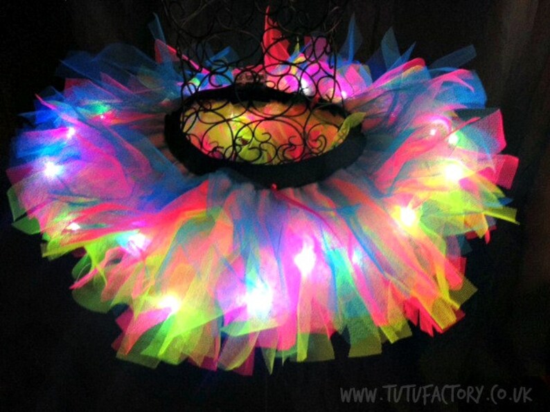 Rainbow Tutu Light Up Tutu EDM EDC Rave Club Wear Neon Tutu Adult Tutu Rainbow Brite Super Short Tutu