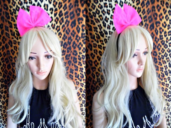 Neon 80s Hair Bow Madonna Headband 80s Hen Party Neon