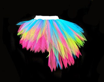 Mehrfarbiger Neon Tutu mit längerem Rücken - Mädchen Neon Tutus Geburtstag Glow Party Tutus - Tutu mit längerem Zug - Kinder Tutu