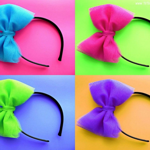 Neon 80s Hair Bow Madonna Headband 80s Hen Party Neon Accessories