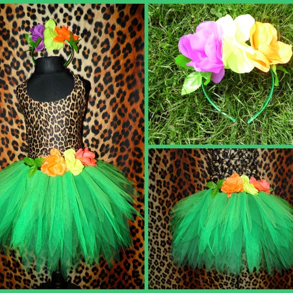 Filles Katy Perry Roar Costume Jungle Tutu Vert Forêt Fée Tutu Spikey Feuilles Enfants Tutu Avec Fleur Bandeau