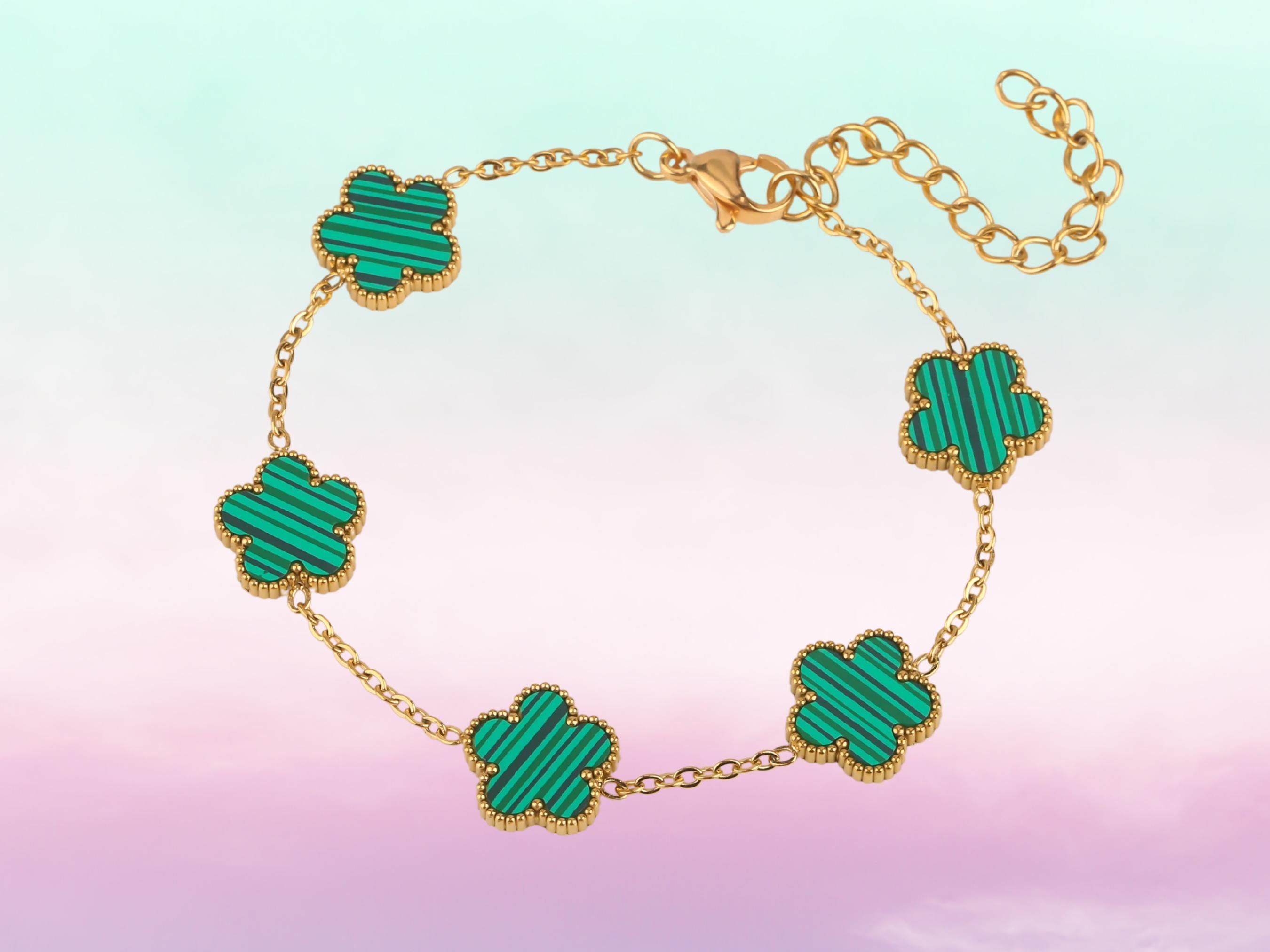 Elegant Gold-Plated Five Flower Charm Bracelet main image 1