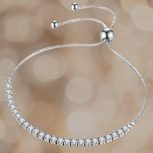 Elegant Vera 925 Sterling Silver Bracelet with Zircon Crystals for Women