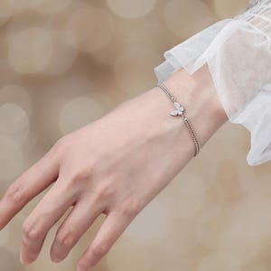 調節可能な925スターリングシルバーのバタフライブレスレット、ダイヤモンドカット、レディースファッションジュエリー、ムードフラワーチャーム