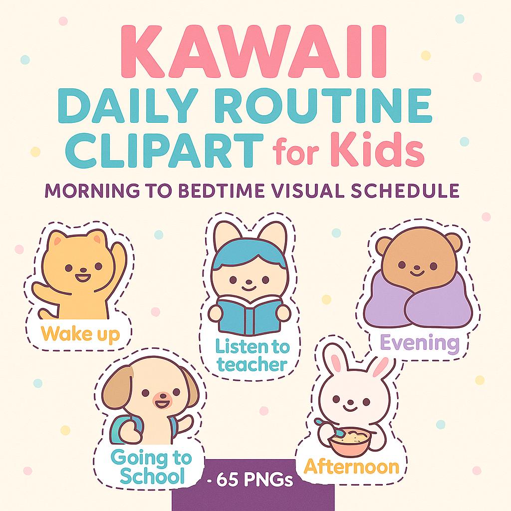 Kawaii Routine Kawaii Daily Routine Clipart for Kids - Etsy