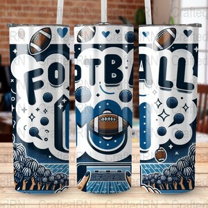 Football Tumbler Wrap, 20 oz Skinny Tumbler Design, Straight and Tapered PNG, Football Fan Gift, Digital Download