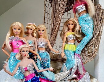 1:6 Scale Fashion Doll Sea Mermaid Tail Outfits