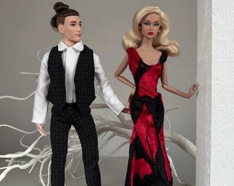 1/6 12" Scale Ken and Fashion Doll: Suit Set and Red Dress
