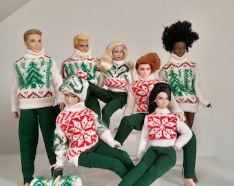 1:6 Scale Fashion Doll, Ken - Christmas Jumper and Trousers