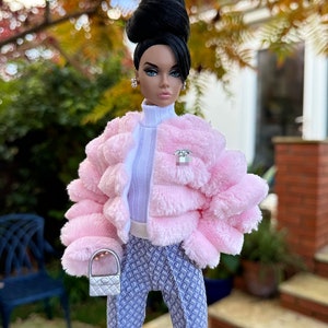 1/6 12インチ ドール用洋服、ファッションドール、Integrity Toysドール用 - ピンクのコート＆ズボン