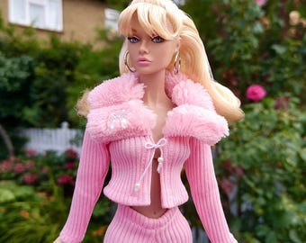 1:6 12" Fashion dolls /Integrity Toys FR dolls 60's Pink Cardigan and Trouser set
