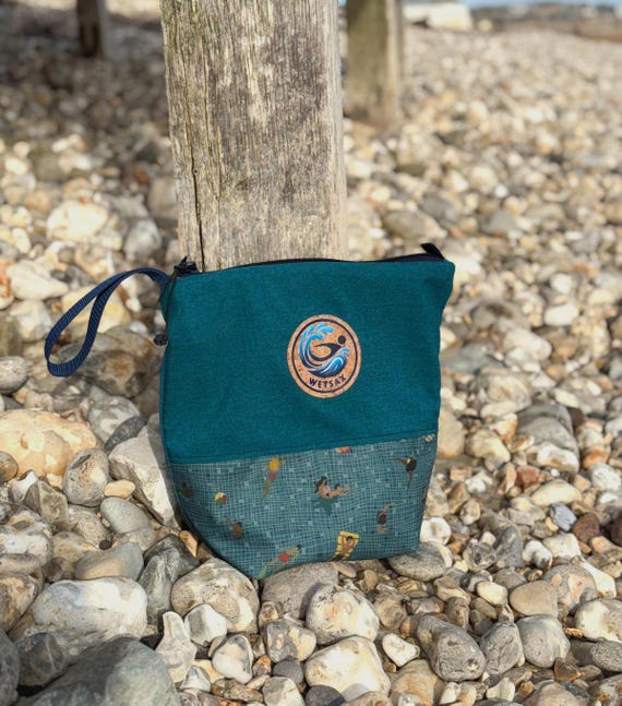 Teal Waterproof Swim Bag: Small Lined Beach Bag
