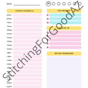 Digital printable - Undated daily planner pages with day of the week