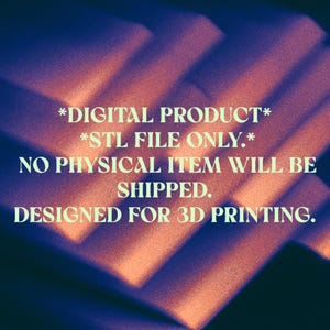 Puede incluir: Arte digital abstracto con un degradado de morado, naranja y azul. El texto de la imagen dice: *PRODUCTO DIGITAL*, *SOLO ARCHIVO STL.*, NO SE ENVIAR&Aacute; NING&Uacute;N ART&Iacute;CULO F&Iacute;SICO., DISE&Ntilde;ADO PARA IMPRESI&Oacute;N 3D.