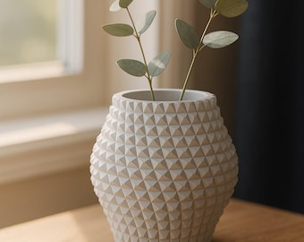Archivo STL de jarrón facetado impreso en 3D – Pieza decorativa minimalista moderna (Archivo digital)