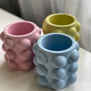 3D Bubble Texture Planter STL File: Modern Geometric Vase (Digital File)