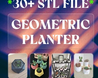Geometric Planter STL Files: Polygonal Plant Pot 3D Print (Digital Download)