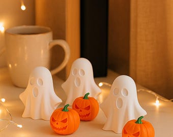 Conjunto de fantasmas y calabazas de Halloween STL, decoración espeluznante lista para impresión 3D, archivo digital