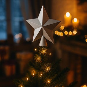 3D-utskriven julgranstoppare med stjärnmotiv (STL-fil)