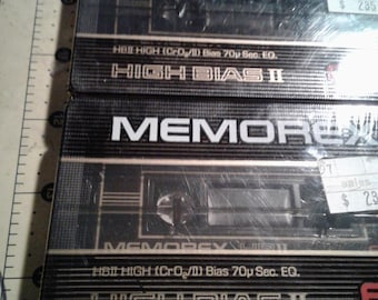 Memorex cassette tapes 2 units NOS vintage in original wrap. HB2 high bias USA made