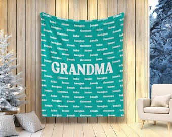 Custom Grandma Blanket: Minky Sherpa Family Name Gift for Nana & Gigi