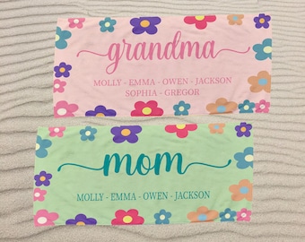 Personalized Grandma/Mom Beach Towel: Custom Name Gift